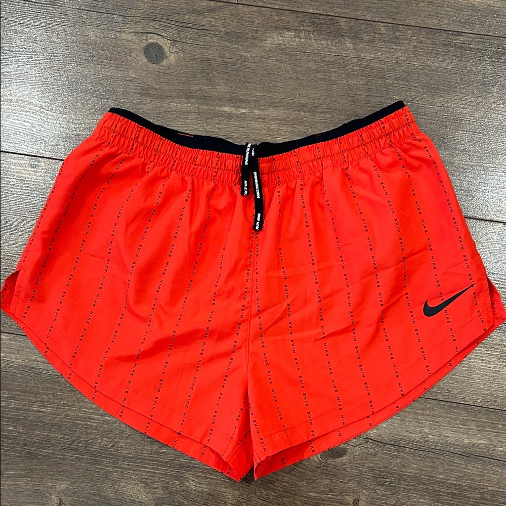 Nike Red-Orange and Black Running Shorts